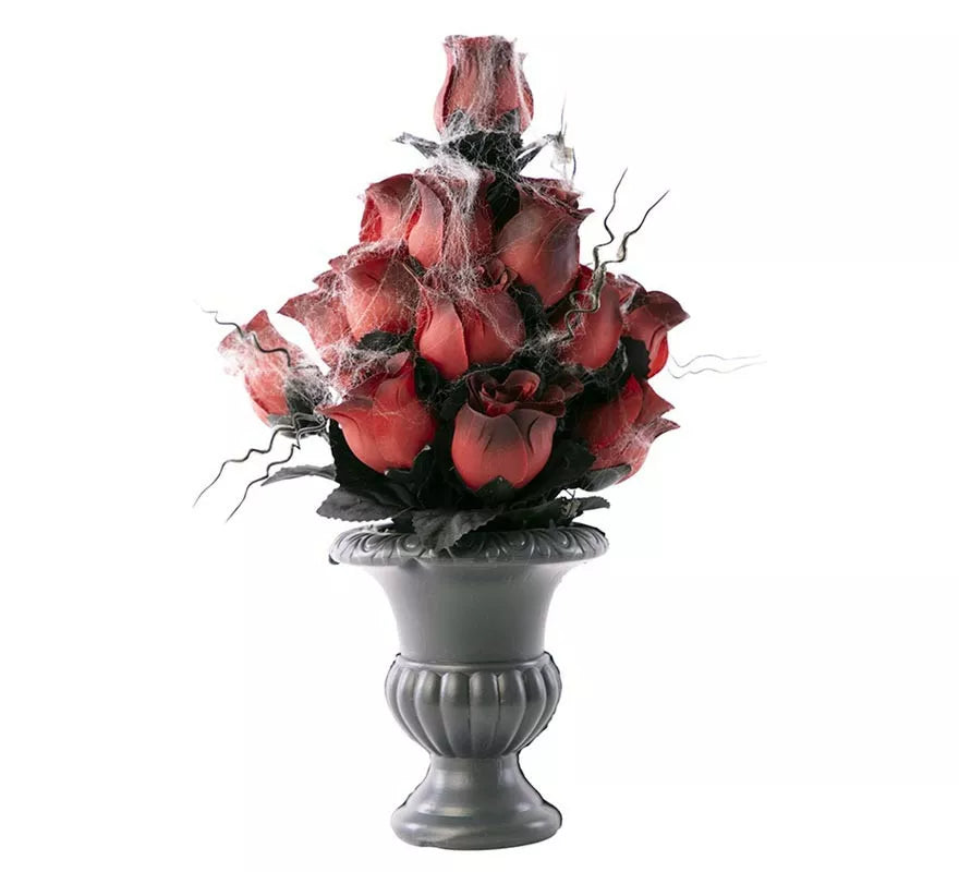 Translation missing: es.Jarrón con rosas y telarañas de 15x15x34 cm