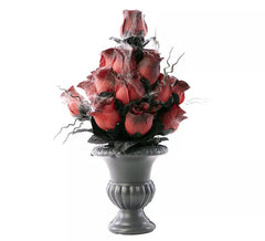 Vaso con rose e ragnatele 15x15x34 cm