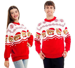 Maglione natalizio con orsi rossi e bianchi per adulto