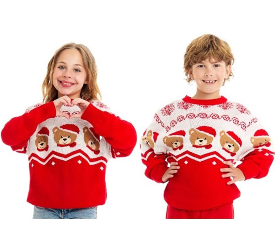 Translation missing: es.Jersey de Navidad Ositos rojo y blanco para niños