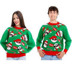 Maglione natalizio Babbo Natale verde e rosso per adulto