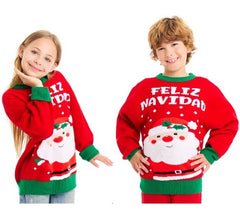 Maglione natalizio Babbo Natale Buon Natale Rosso e Verde per Bambini
