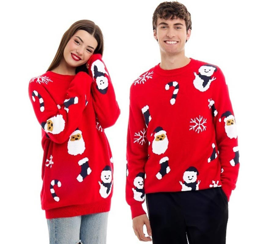 Translation missing: it.Jersey de Navidad Papá Noel y Muñeco de Nieve Allover Print para adulto