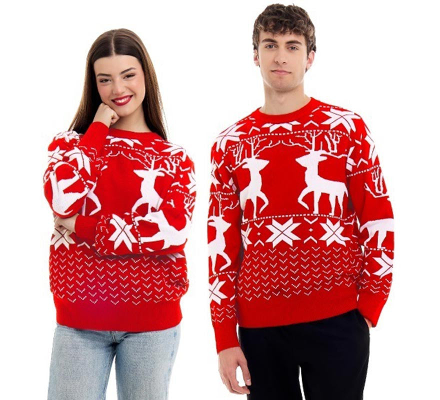 Translation missing: it.Jersey de Navidad Renos greca rojo para adulto