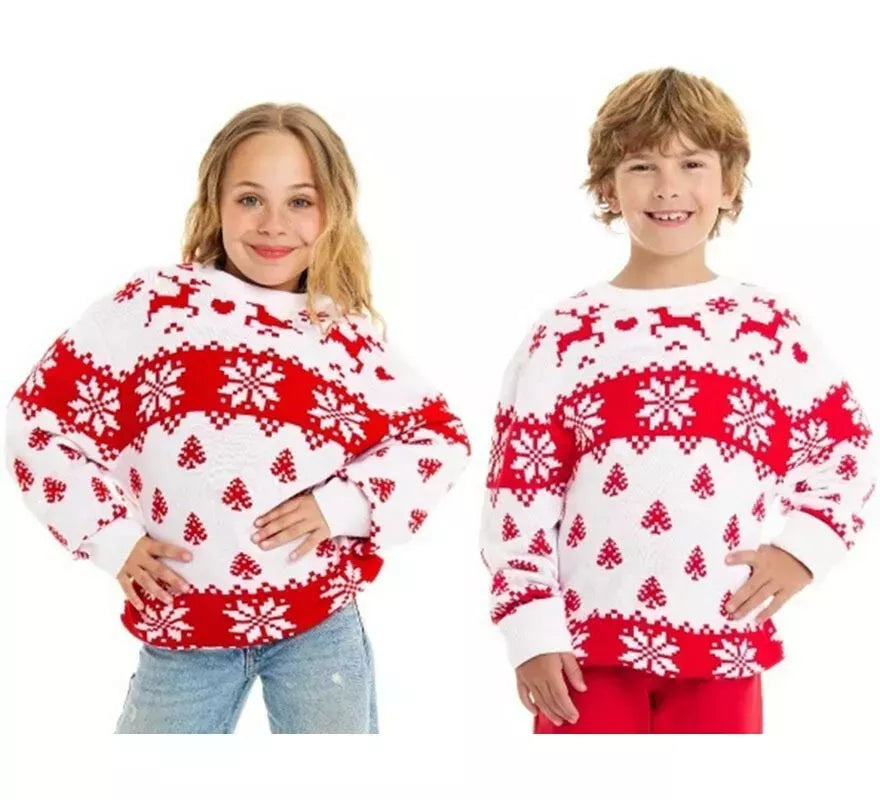 Translation missing: it.Jersey de Navidad Woods Greca Copos rojo y blanco para niños