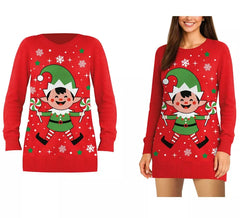 Maglione lungo da elfo di Natale da donna