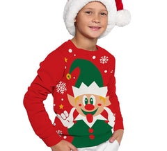 Maglione natalizio per bambini con elfo felice
