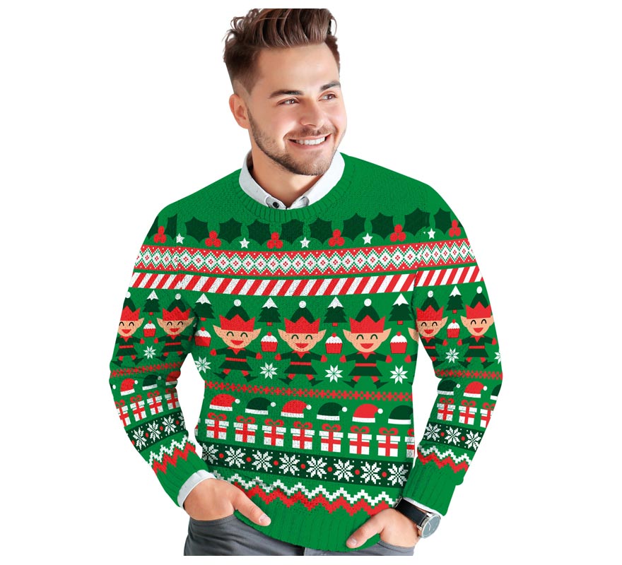 Translation missing: it.Jersey Navidad Elfo verde para hombre