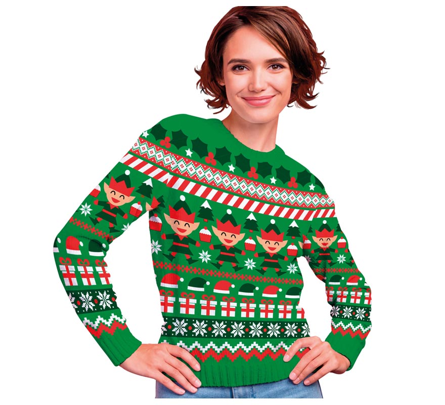 Translation missing: it.Jersey Navidad Elfo verde para mujer