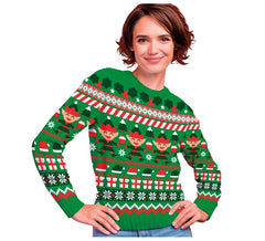 Maglione natalizio da elfo verde per donna