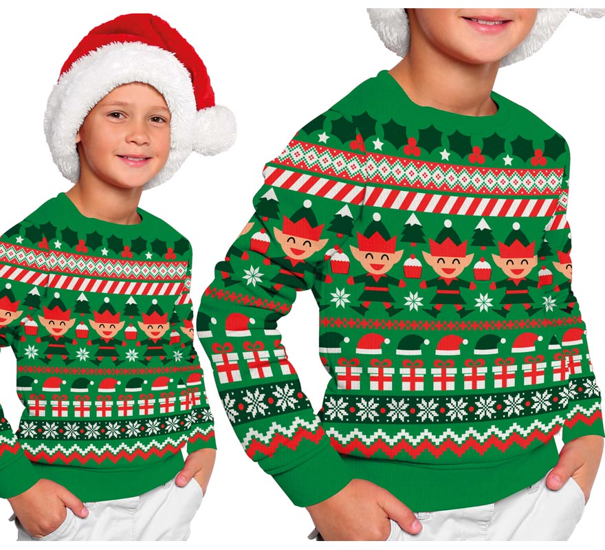 Translation missing: it.Jersey Navidad Elfo verde para niños