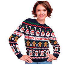 Maglione natalizio con pupazzo di neve da donna