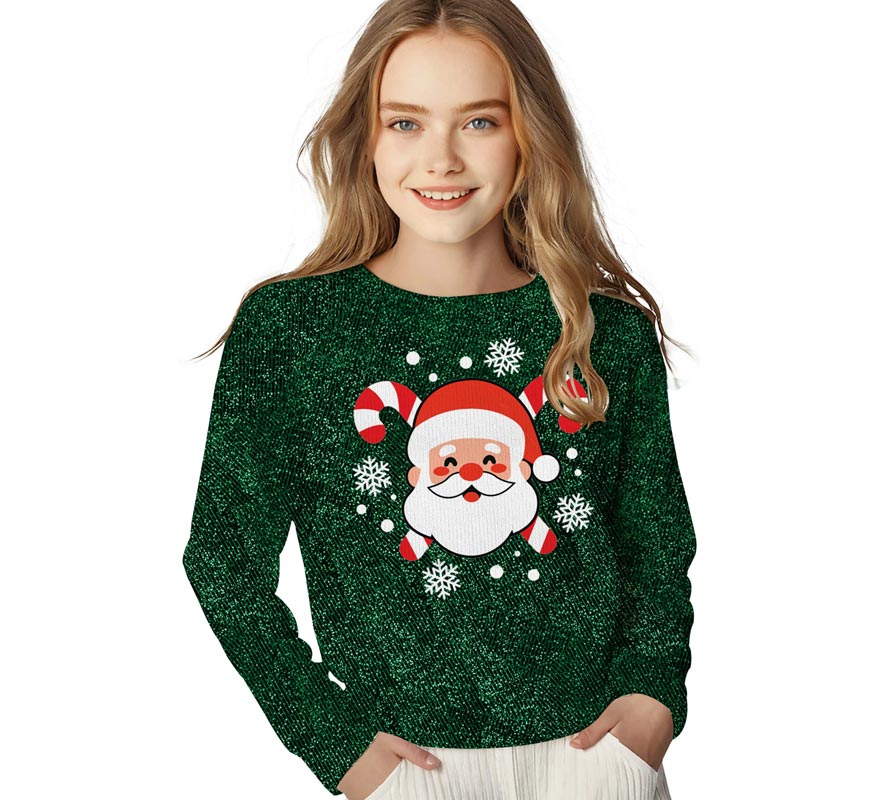 Jersey Navidad Papa Noel con Purpurina para niños
