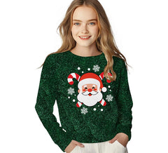 Maglione natalizio di Babbo Natale con glitter per bambini