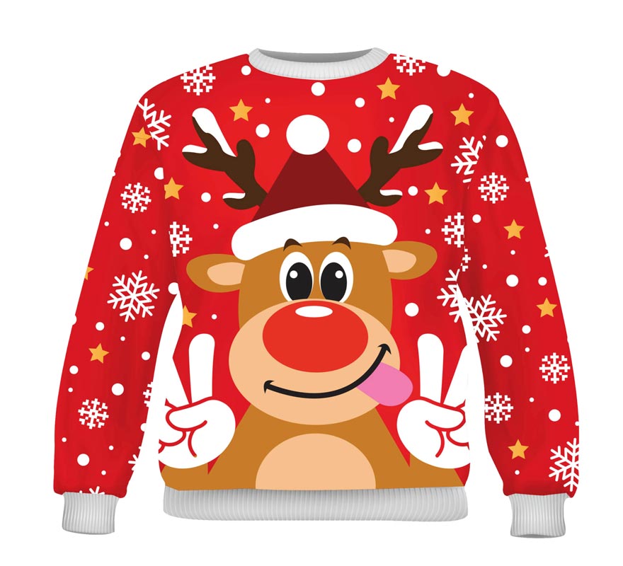 Translation missing: it.Jersey Navidad Reno Feliz rojo para hombre