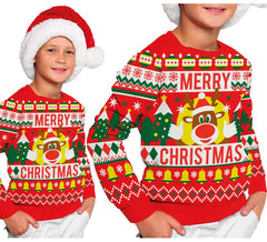 Maglione natalizio rosso con renna di Buon Natale per bambini