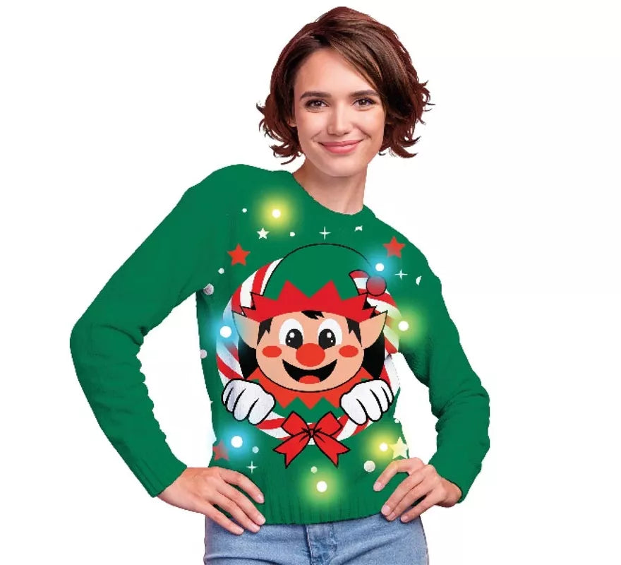 Translation missing: it.Jersey Navideño de Elfo con 12 Luces LED para mujer