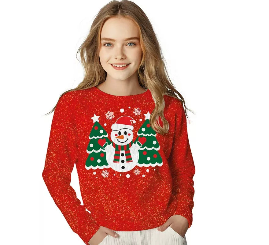 Translation missing: it.Jersey Navideño de Muñeco de Nieve con Purpurina para niños