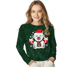 Maglione natalizio con orso polare glitterato per bambini