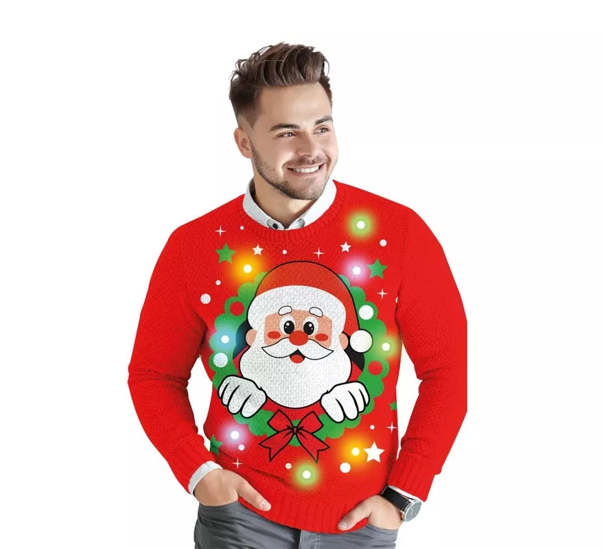 Translation missing: it.Jersey Navideño de Papá Noel con 12 Luces LED para hombre