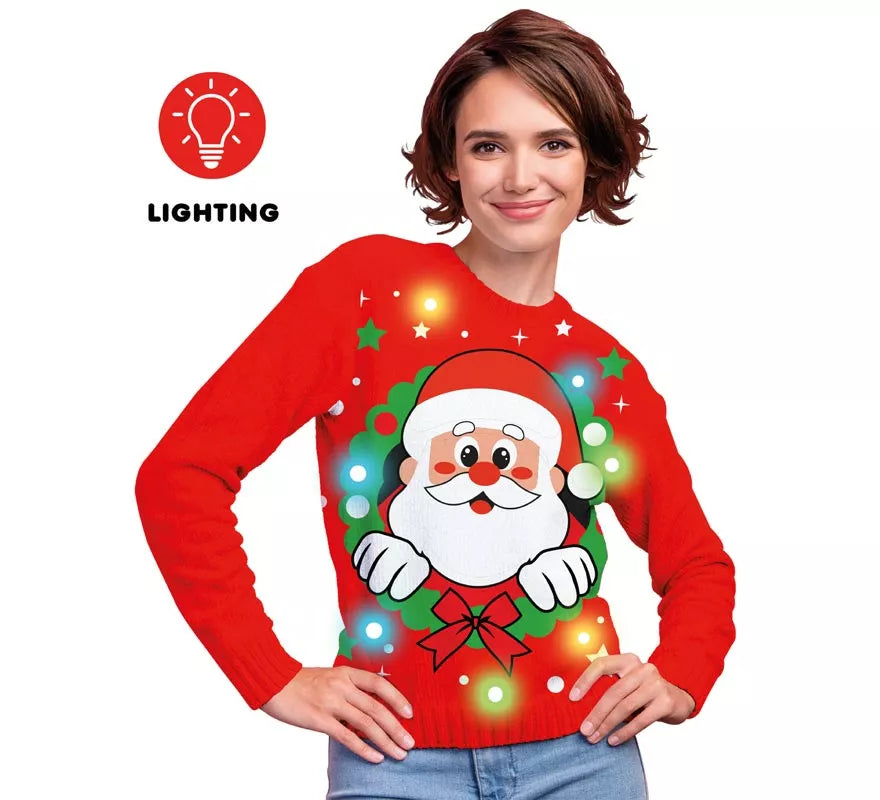 Translation missing: it.Jersey Navideño de Papá Noel con 12 Luces LED para mujer