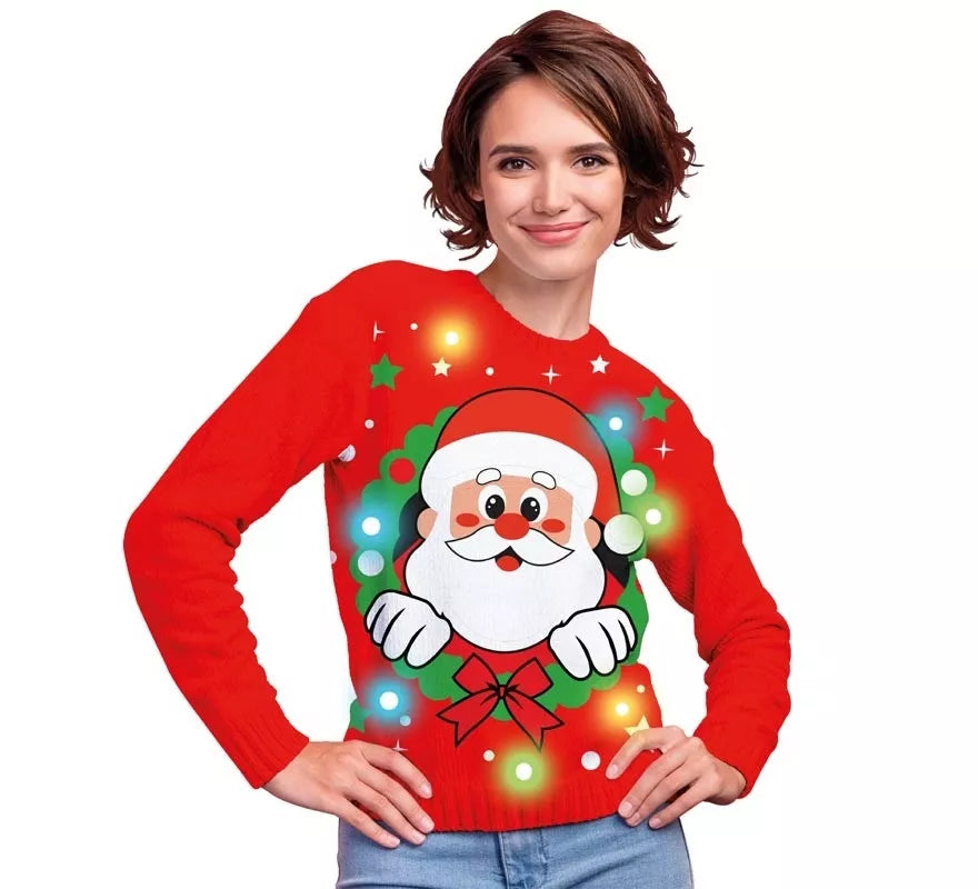 Translation missing: it.Jersey Navideño de Papá Noel con 12 Luces LED para mujer