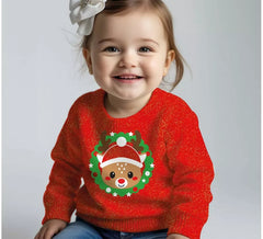 Maglione natalizio con renna glitterata per bambini