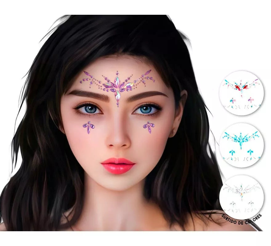 Translation missing: it.Joyas Faciales adhesivas Gemas diamante en varios colores surtidos adulto