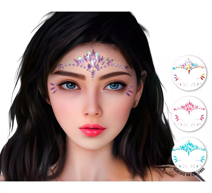 Translation missing: it.Joyas Faciales adhesivas Gemas gotas en varios colores surtidos adulto