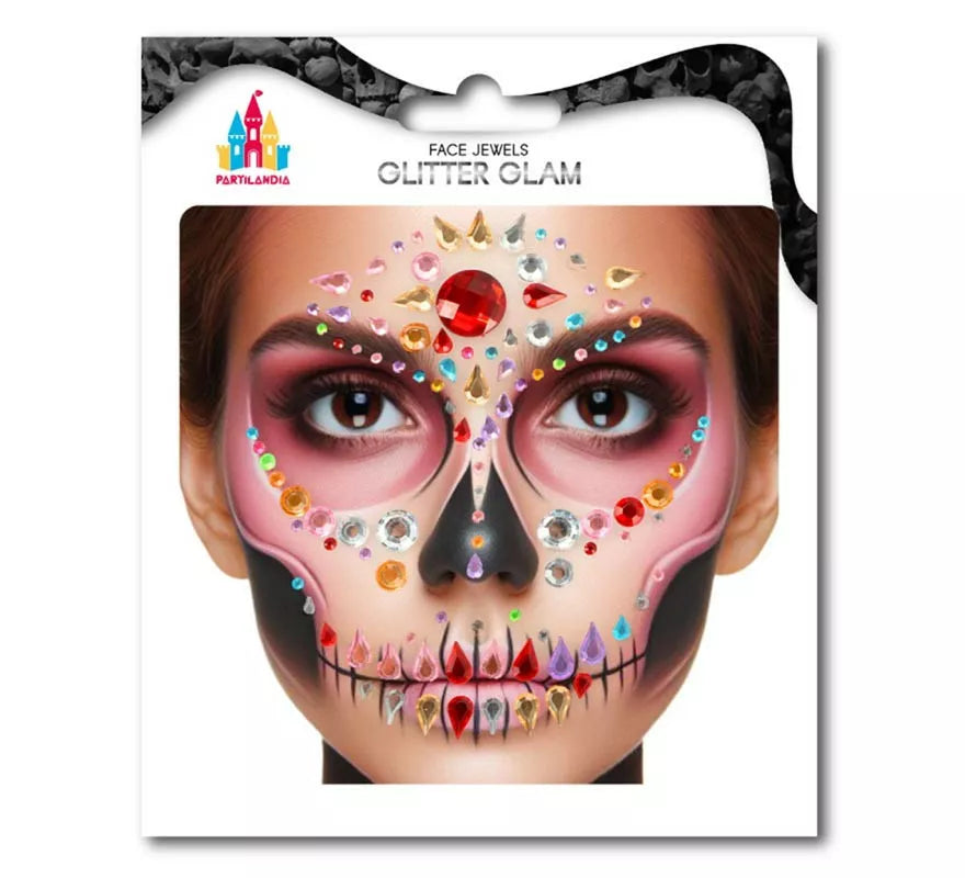 Translation missing: it.Joyas Faciales Calavera Fashion Gemas multicolor adulto