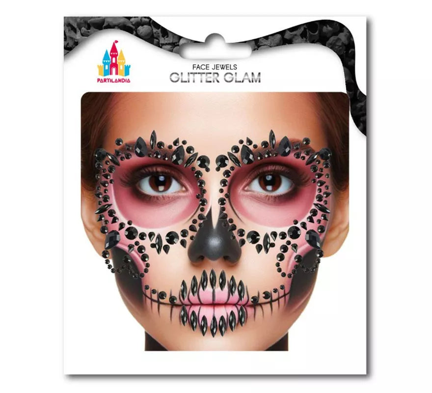 Translation missing: it.Joyas Faciales Calavera Fashion Gemas negras adulto