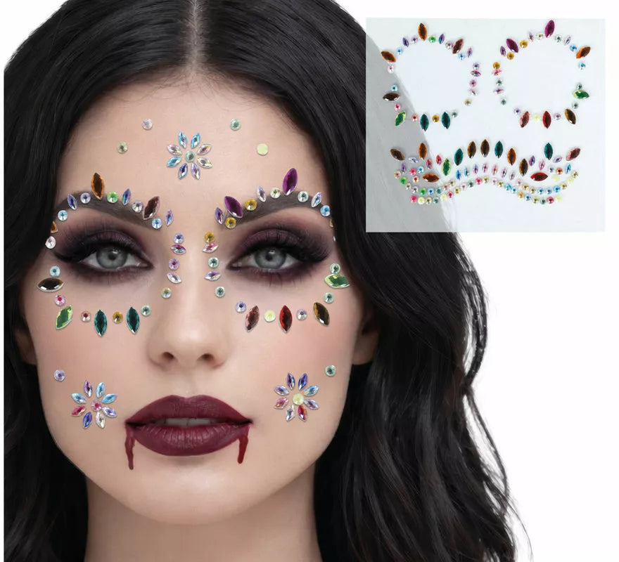 Translation missing: it.Joyas Faciales Calavera multicolor Adhesivas de 13x15 cm