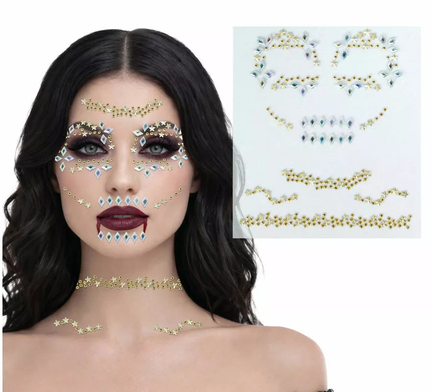 Translation missing: it.Joyas Faciales Calavera oro Adhesivas de 13x15 cm