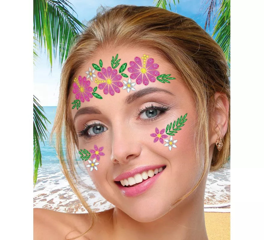 Translation missing: it.Joyas Faciales Flores rosa y verde