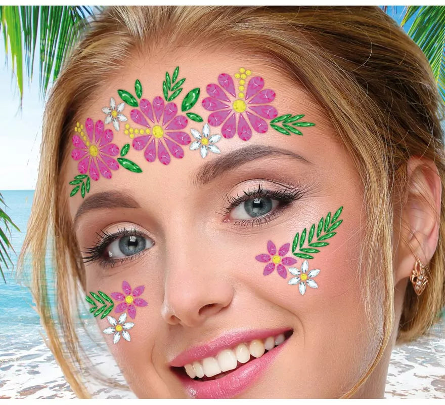 Translation missing: it.Joyas Faciales Flores rosa y verde