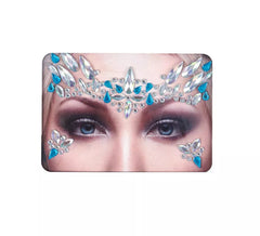 Facial Jewels blu brillante e gocce argento