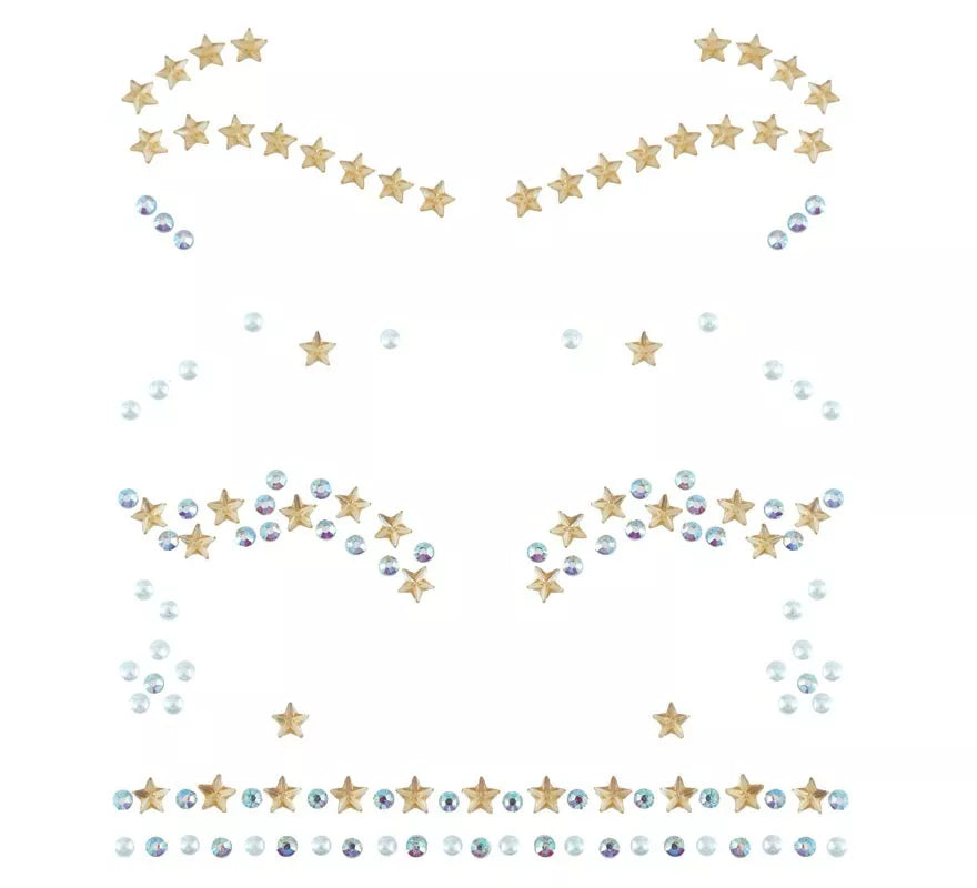 Joyas Faciales Pestañas y Cejas Estrellas doradas
