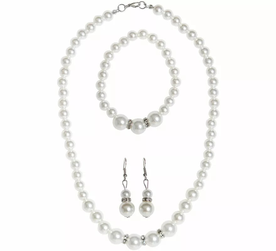 Translation missing: es.Kit Años 20: Collar de Perlas Strass, Pendientes y Brazalete