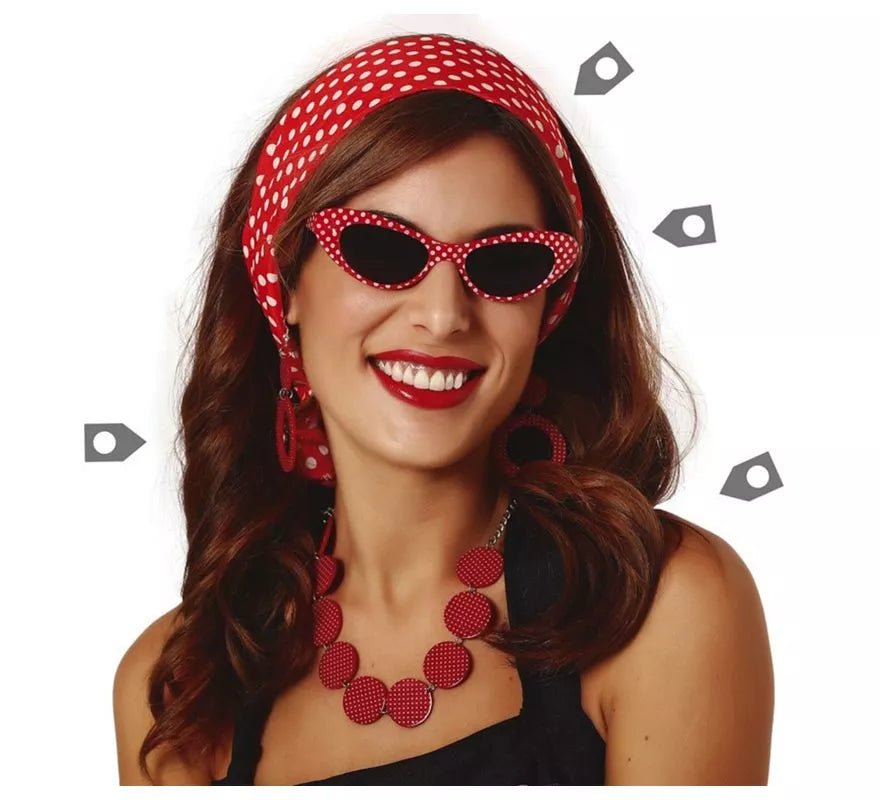 Translation missing: es.Kit Años 50: Cinta cabeza, Gafas, Pendientes y Collar