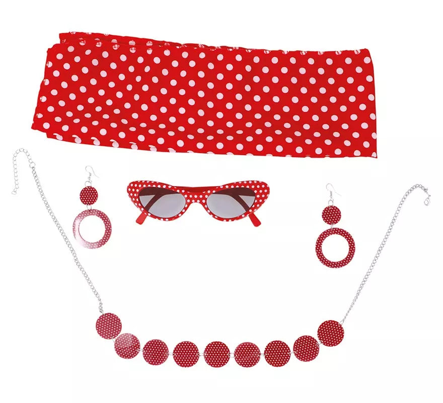 Translation missing: es.Kit Años 50: Cinta cabeza, Gafas, Pendientes y Collar