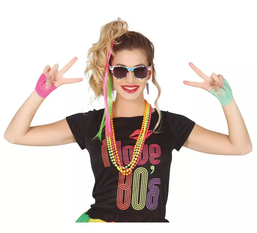 Translation missing: es.Kit Años 80: 2 Extensiones, Gafas, 2 Pendientes, 4 Collares y 2 Guantes