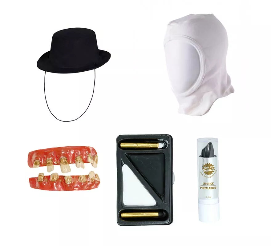 Translation missing: it.Kit Asesino Bufón: Sombrero, capucha, dientes, maquillaje y pintalabios