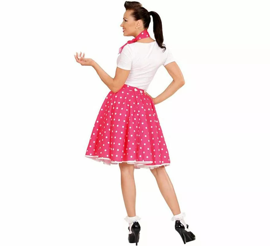 Translation missing: it.Kit Chica Pin Up Años 50 rosa para mujer: falda y pañuelo