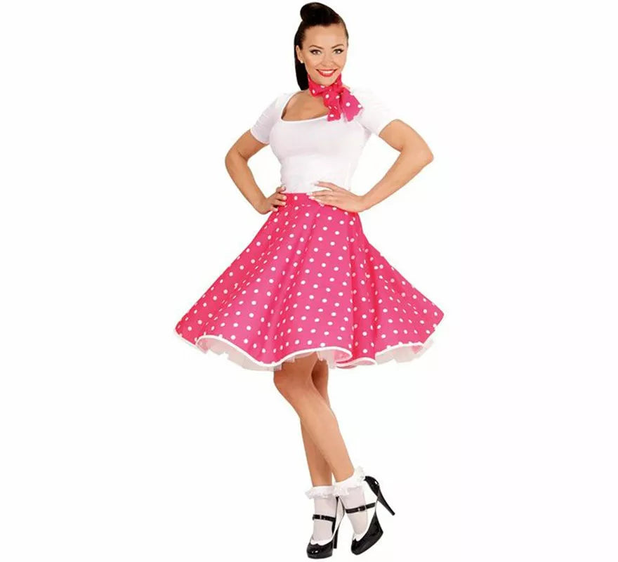 Translation missing: it.Kit Chica Pin Up Años 50 rosa para mujer: falda y pañuelo