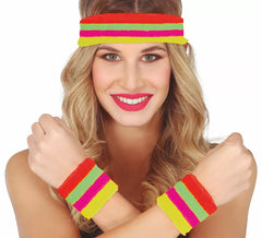 Kit aerobica per adulti: 2 braccialetti e nastro neon