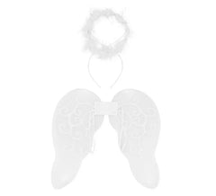 Kit Angelo Bianco per Bambini: Cerchietto e Ali 45x42 cm