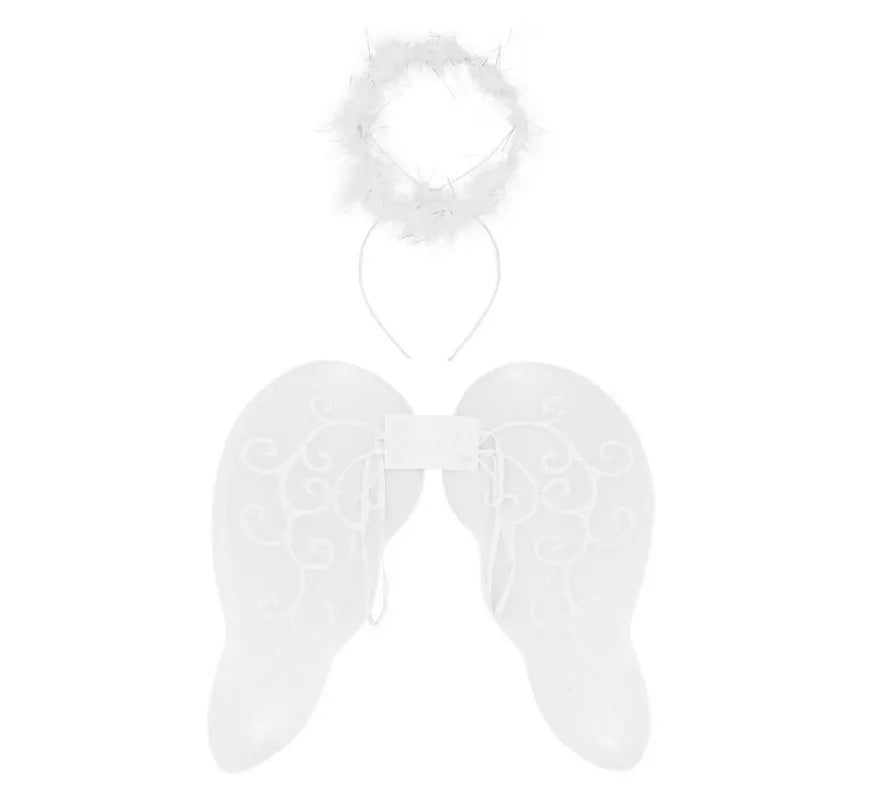 Translation missing: it.Kit de Ángel Blanco Infantil: Diadema y Alas de 45x42 cm