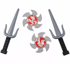 Kit de Armas Ninja: 2 Dagas y 2 Estrellas de plástico