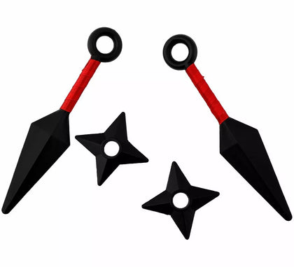 Kit de Armas Ninja: 2 Kunai y 2 Estrellas de plástico