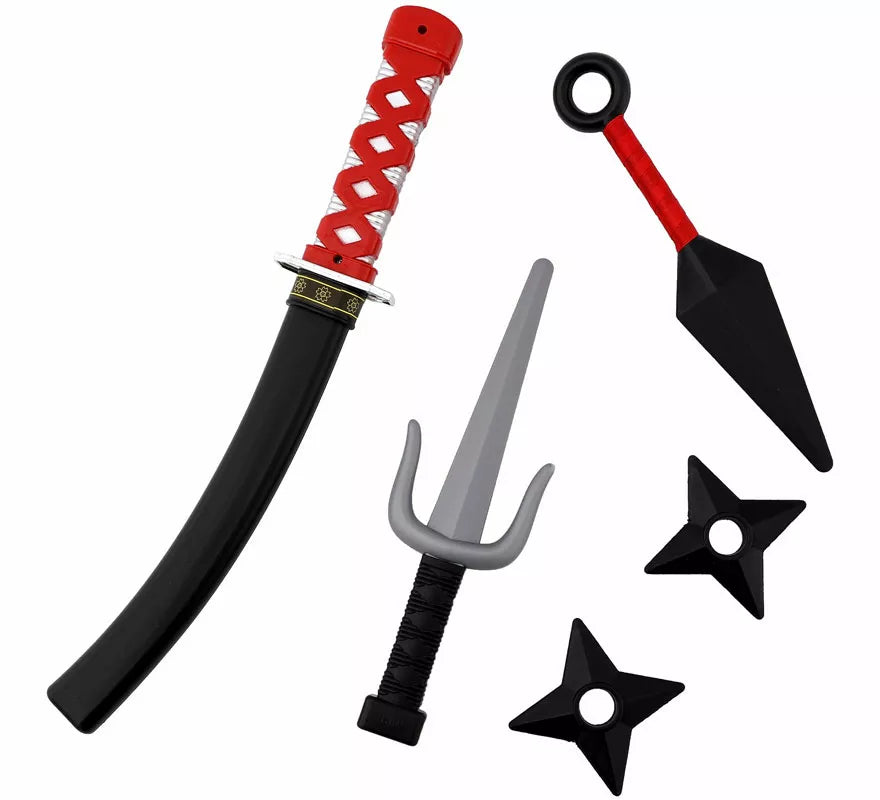 Translation missing: it.Kit de Armas Ninja: Dagas, Kunai, Espada y 2 Estrellas de plástico